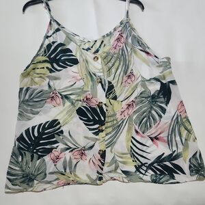Maurices Tropical Leaf Print Camisole - Green, Pink, White